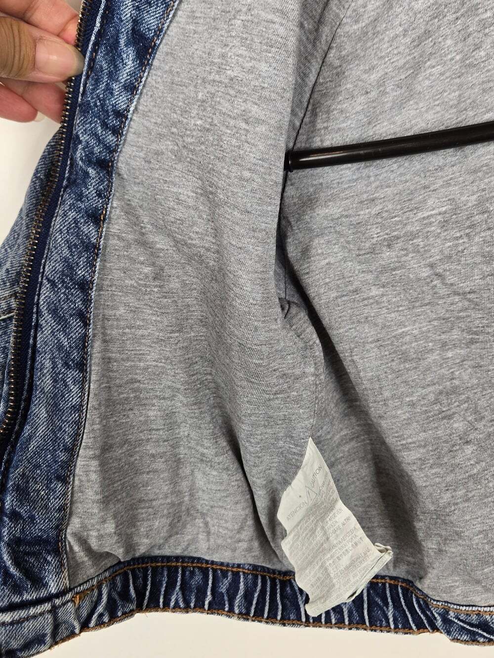 Zara Baby Denim Bomber Jacket 18-24M Blue Hooded Y2K Kids Streetwear - Picture 5 of 8